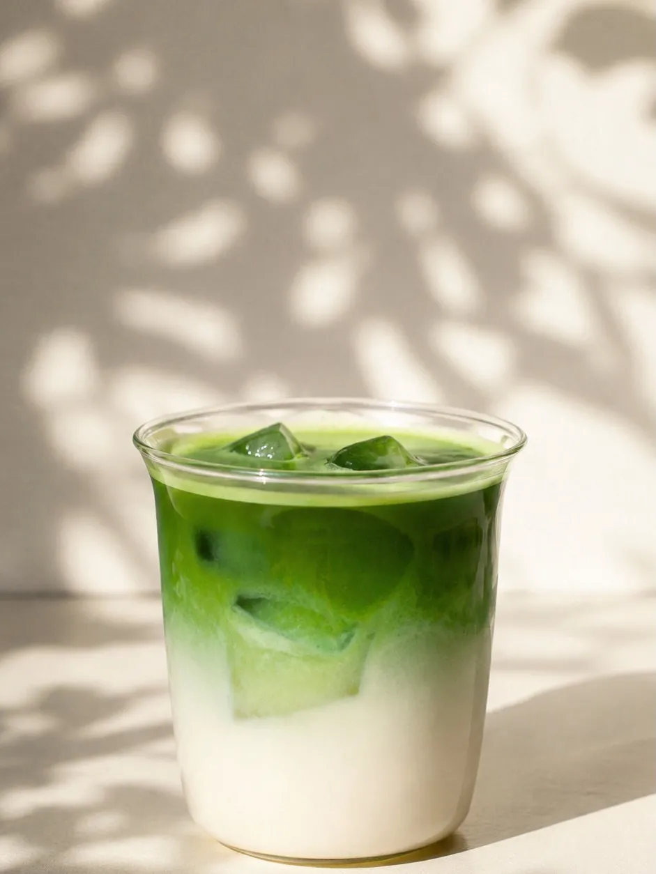 The Oku drinks counter set with matcha drinks.